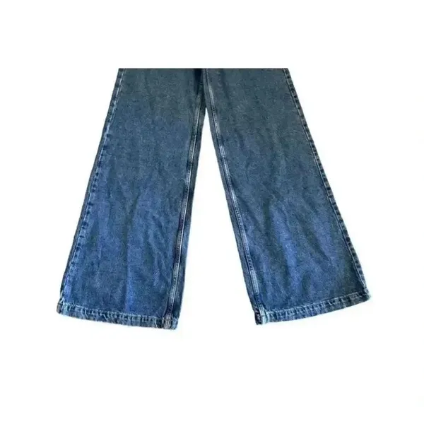 MNG Denim Blue Wash High Rise Wide Leg Cotton Y2K Jeans SZ 1 #1272 - Image 4