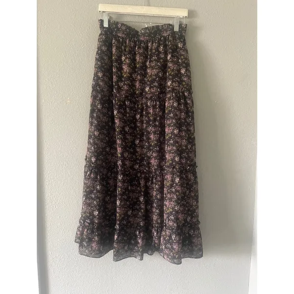 Madewell Crinkle Georgette Tiered Maxi Skirt in Blurred Blooms - Image 5