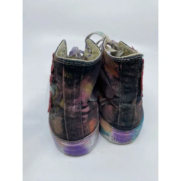 Converse Sneakers Customized Black Silver Womens 8 - Image 6