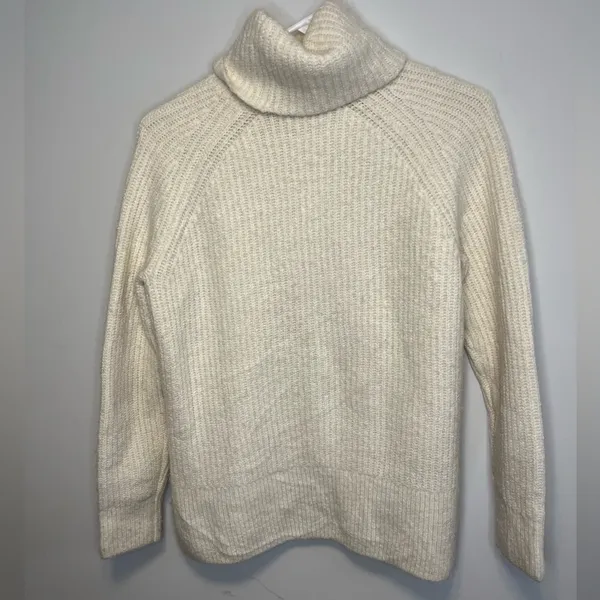 Madewell Mercer Ivory Thick Knit Wool Blend Turtleneck Sweater Sz S - Image 9