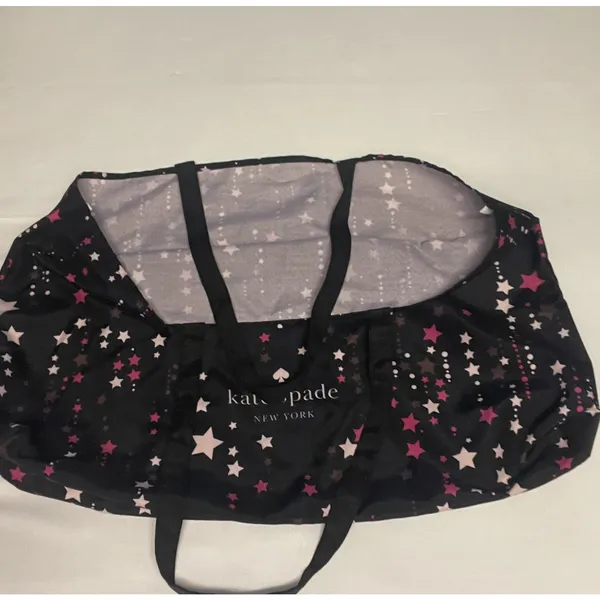 Kate Spade New York Star Print Nylon Tote Bag Black Pink - Image 3