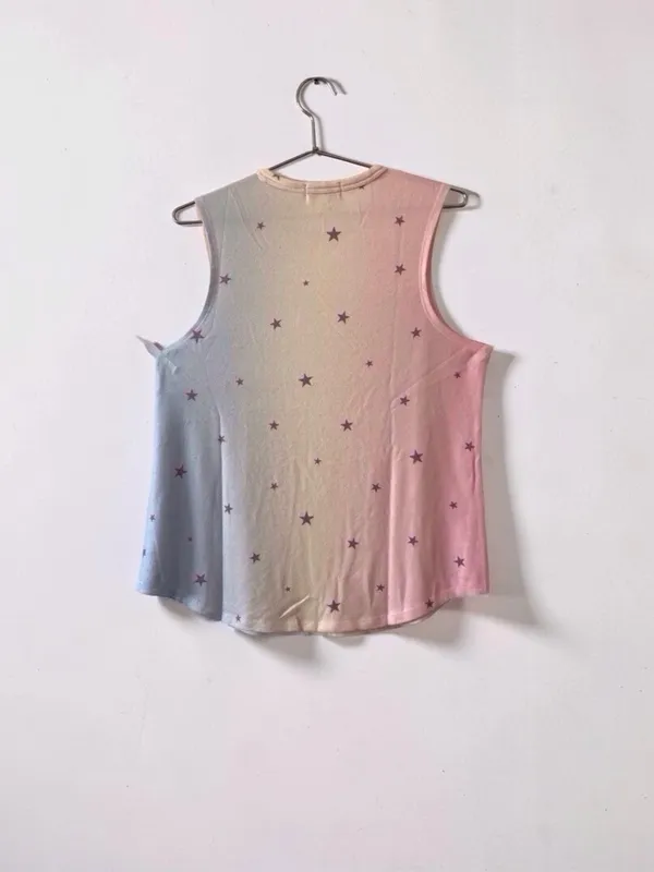 P.J. Salvage, Star Print Ombre Tank Top, Women's Size L, Pastel, Multicolor - Image 9
