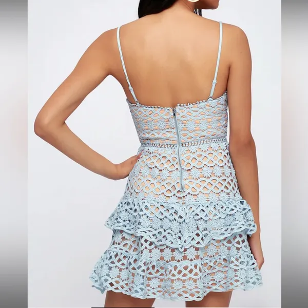 Lulus Beauty & Lace Light Blue Crochet Mini Dress - Image 6