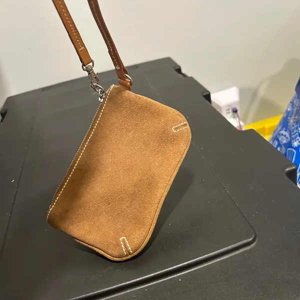GAP Brown Suede Clutch with Wristlet - Image 8