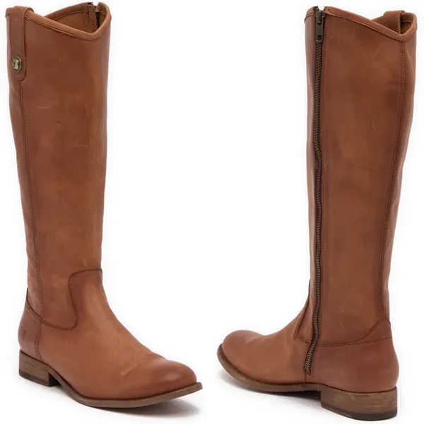 Frye Melissa Button Inside Zip Leather Boot COGNAC/BROWN Color NEW - Image 2