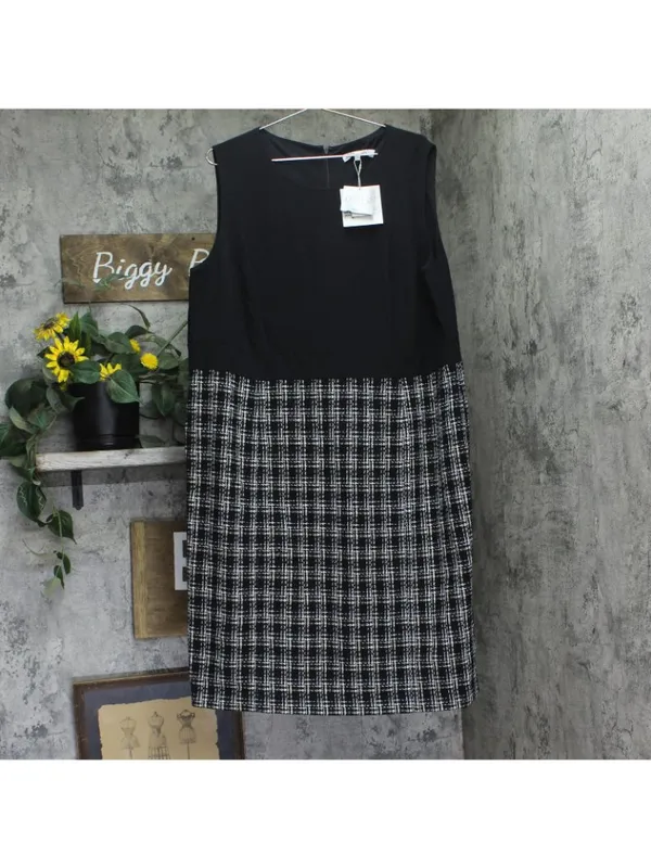 NWT Kasper Sheath Dress with Tweed Skirt 10916487 Black Multi 20W - Image 3