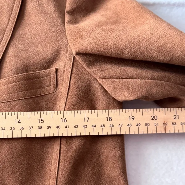 Abe‎ Schrader Vintage Tan Faux Suede Blazer Gold Crest Buttons ILGWU Size 10 - Image 13