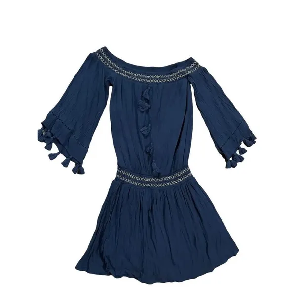 Lilly Pulitzer Joelle Off Shoulder True Navy‎ Blue Mini Dress size XXS - Image 13