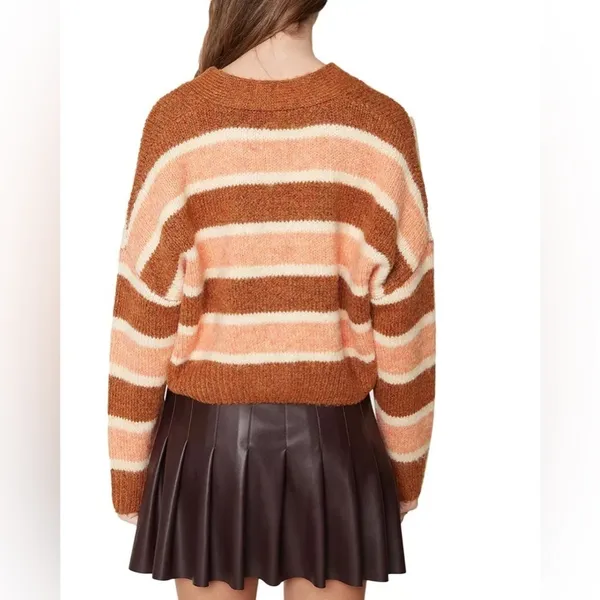 Lost + Wander Candy Says Cardigan Sweater Rust Multi Stripe Size Small NWT - Image 3