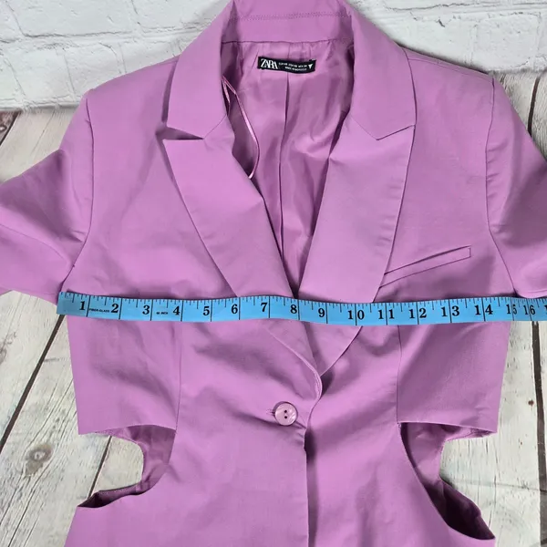 Zara XS Purple Blazer‎ Dress Cut Out Sides Career Party Chic Trendy - Image 7
