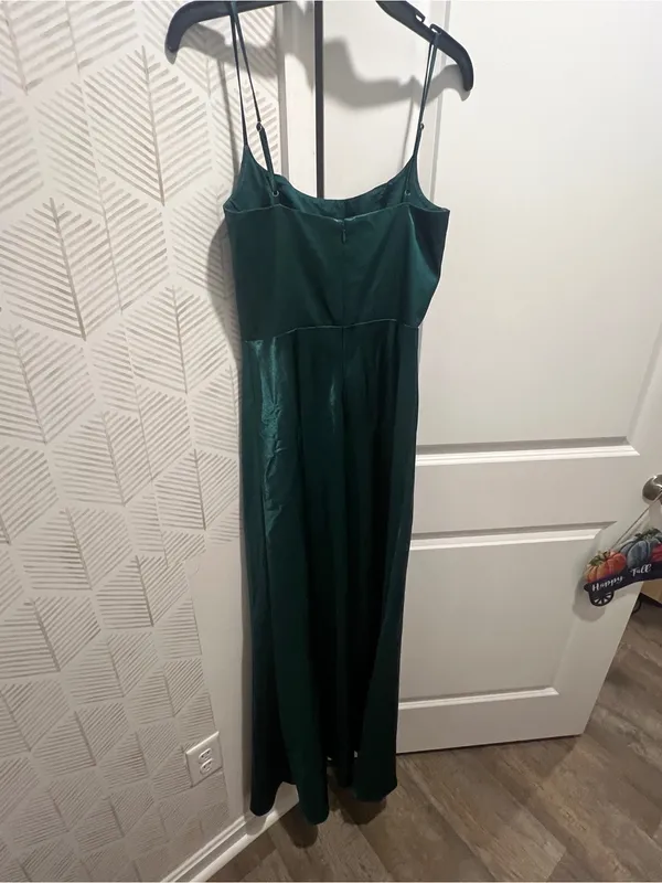 Birdy grey Satin Emerald Green Cowl Neck Evening Dress - Image 6