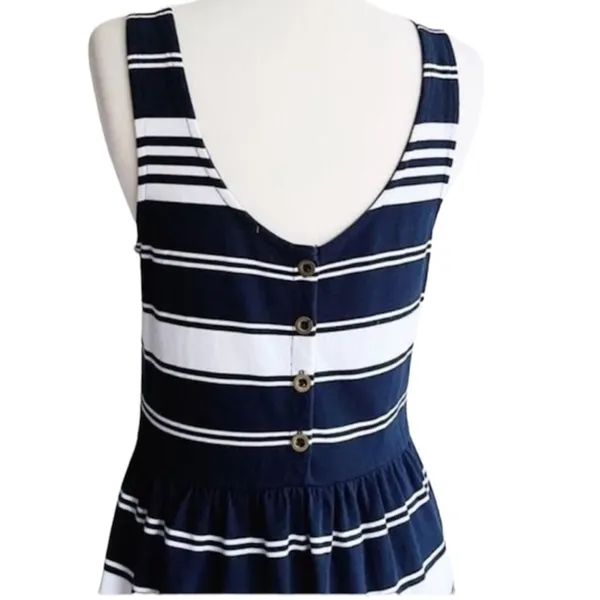Jcrew Striped Nautical Villa Navy Blue White Tank Dress Button Back M - Image 7