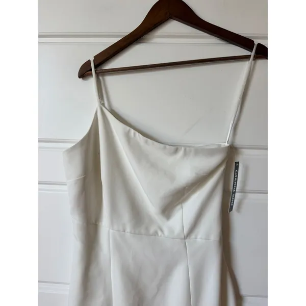 Gianni Bini Ivory Evelyn One Shoulder Mini Dress 4 Wedding Bachelorette Bridal - Image 3