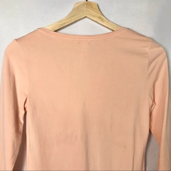 Daily Ritual Peach‎ Orange Supima Cotton V-Neck 3/4 Sleeve Long Sleeve S - Image 6