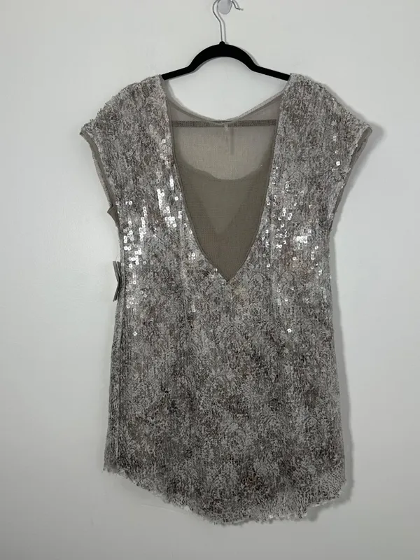 NEW Free People Sz Small Midnight Dreamer Shattered Glass Sequin Tunic MiniDress - Image 5