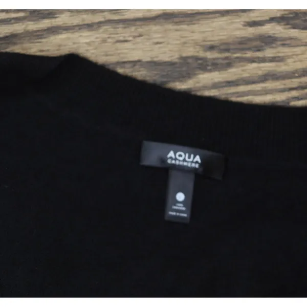 NWT Aqua Womens Button Up Sweater Cashmere V-Neck Cardigan V10337 Black L - Image 6