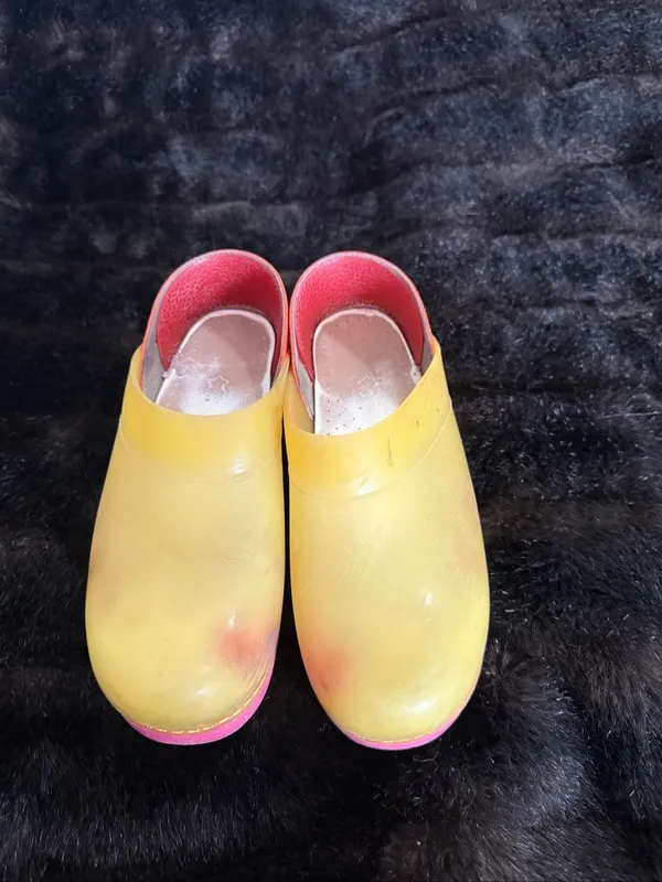 Dansko Translucent Professional Clogs Sz 6.5 EU 37 Orange Yellow Pink shoes - Image 2