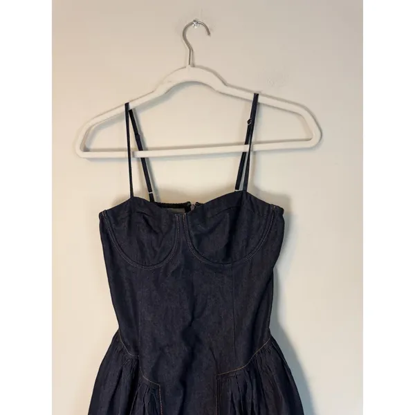 ASTR Margaux The Label Dark Wash Denim Bustier Midi Dress XS Blue NEW - Image 5