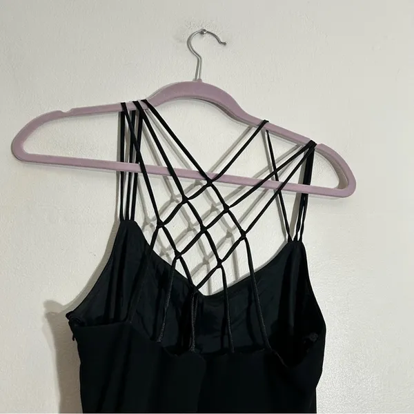 Vintage Cachet Strappy‎ Black Web Back Formal Maxi Dress 12 - Image 4
