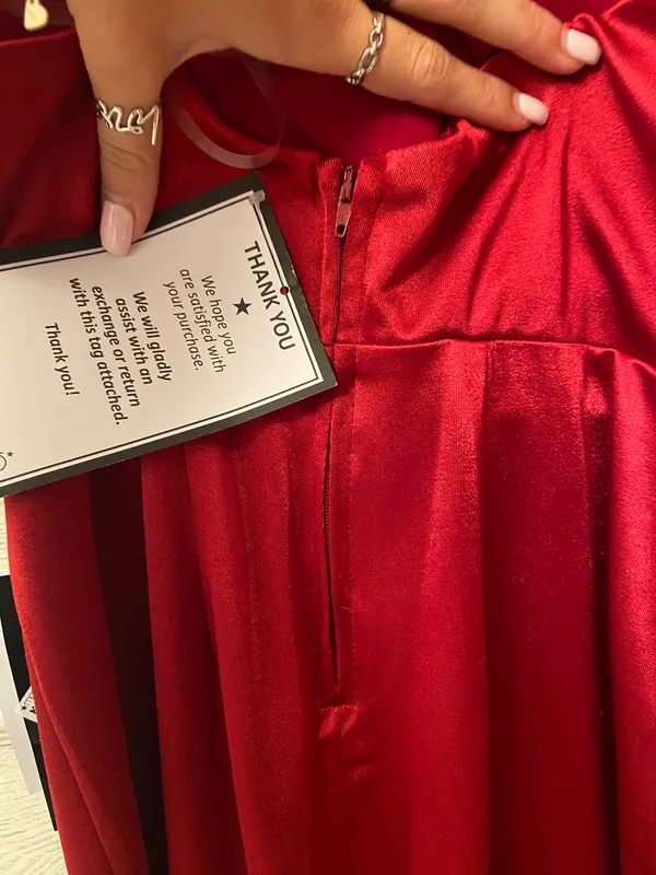 Red Satin Dress Size 0 - Image 3