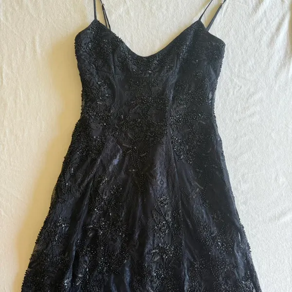 Oh Polly LALITA Embellished Lace Mini Dress in Black - Image 5