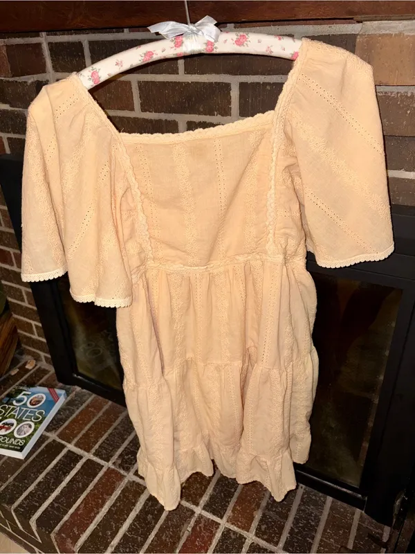 Altar'd State Peach Eyelet Mini Dress - Image 3