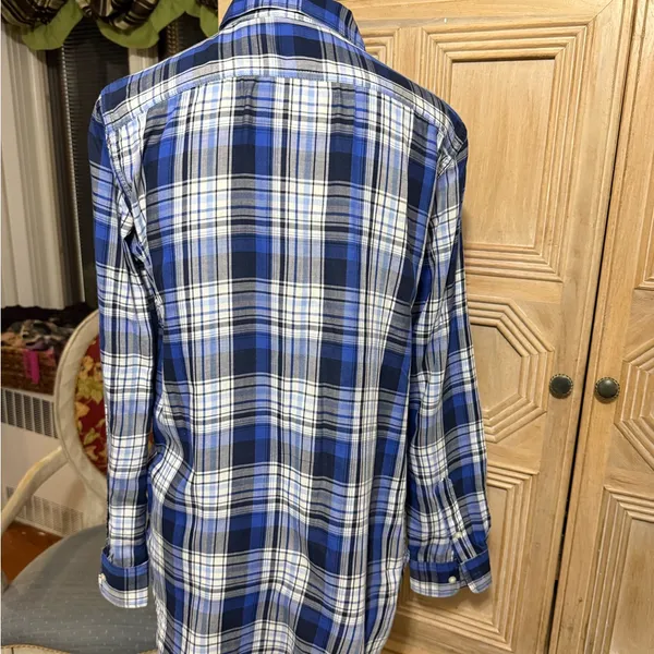 Ralph Lauren Men's Blue and Black Plaid Shirt - Image 2