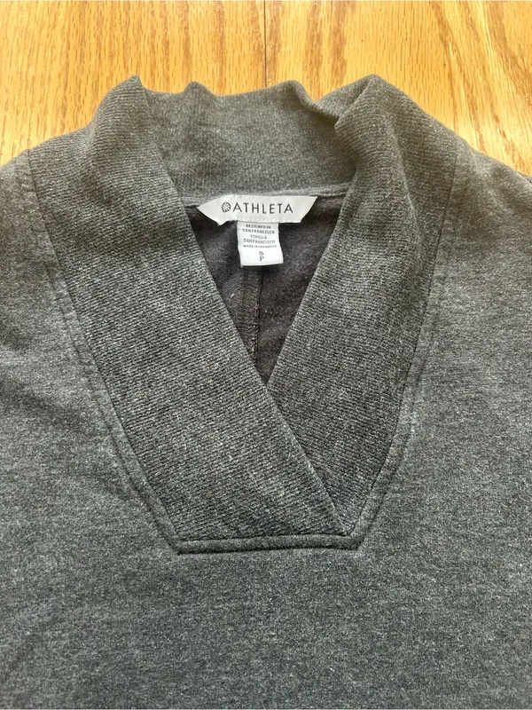 Athleta Clarity V-Neck Sweatshirt Womens Small S‎ Gray Shawl Neck Nirvana L/S - Image 5