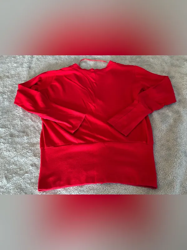 Women’s COL Story Classic Red V-Neck Button Cardigan Sweater Size Large - Image 4