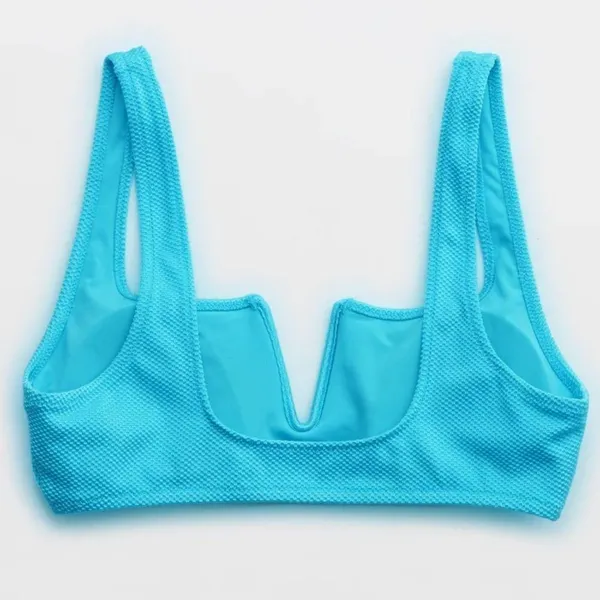Aerie Shine Pique V Wire Scoop Bikini Top Big Sur Blue NWT - Image 4