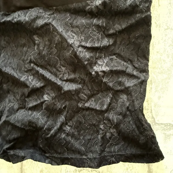 VTG Y2K Derek Heart Black Lace Crop Tank Top Built In Bra Goth Romantic Sz L - Image 6