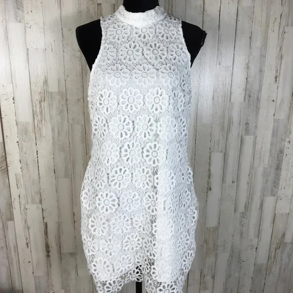 Lovers + Friends Casper White Eyelet Dress Mini L v6x - Image 5
