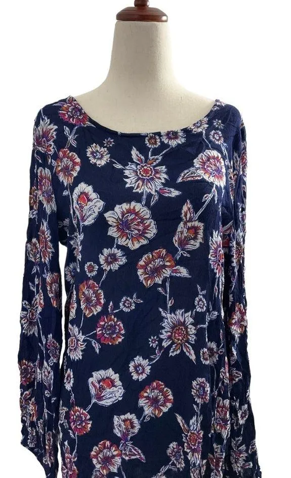 Billabong Dress Medium Floral Blue Open Back Summer Dress - Image 3