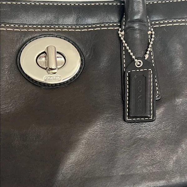 Coach Hampton Madeline Black Leather Satchel Bag Y2K Vintage Carryall Purse - Image 14