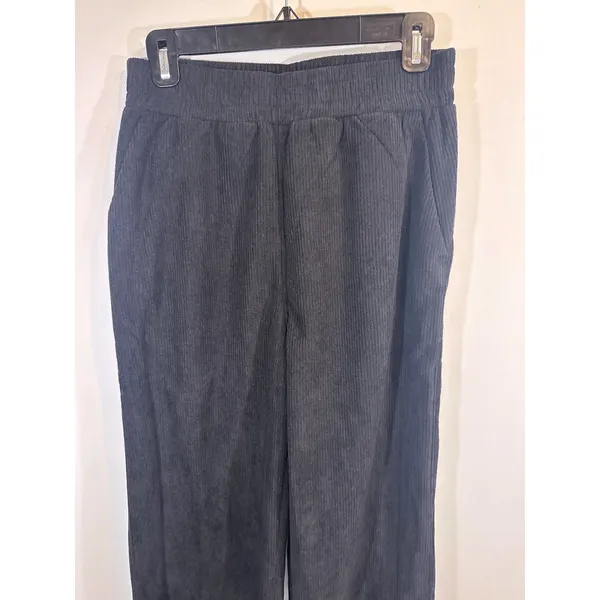 Halara Black Corduroy Elastic Waist Wide Leg Lounge‎ Pants Small NWT - Image 3