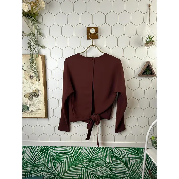 Wilfred by Aritzia Laon Copper Brown Open Back Blouse - Size - Small - Image 6