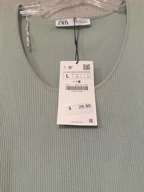 Zara NWT Ribbed Scoop Neck Tank Bodysuit | L - Image 4