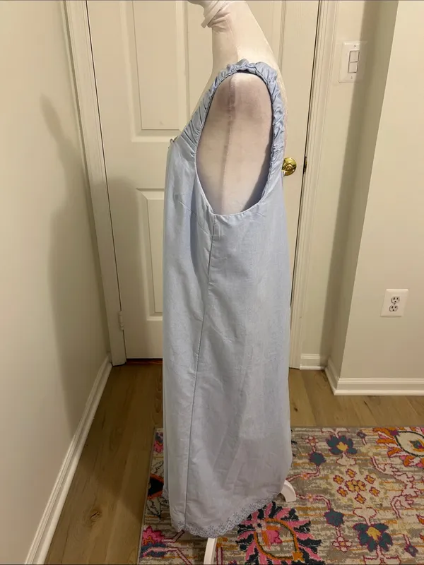 Djerf Avenue Breezy Embroidered Dress Blue Size Medium 100% Orangic Cotton - Image 7
