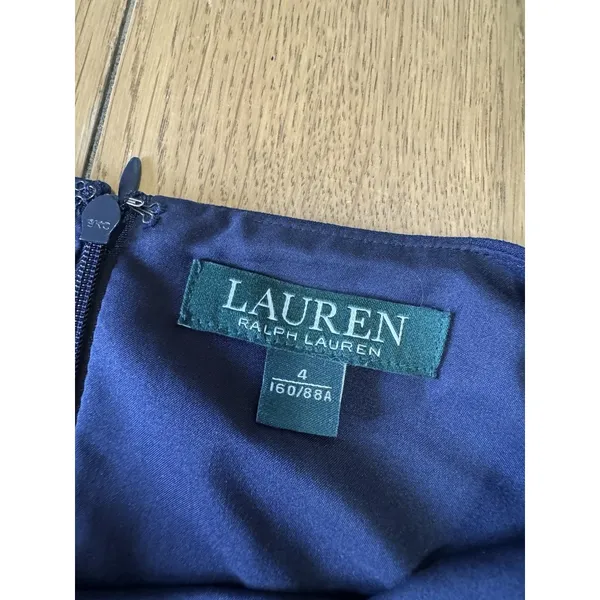 Lauren Ralph Lauren Women Side Button Swing Dress Sz 4‎ Knee Length Lined Formal - Image 3