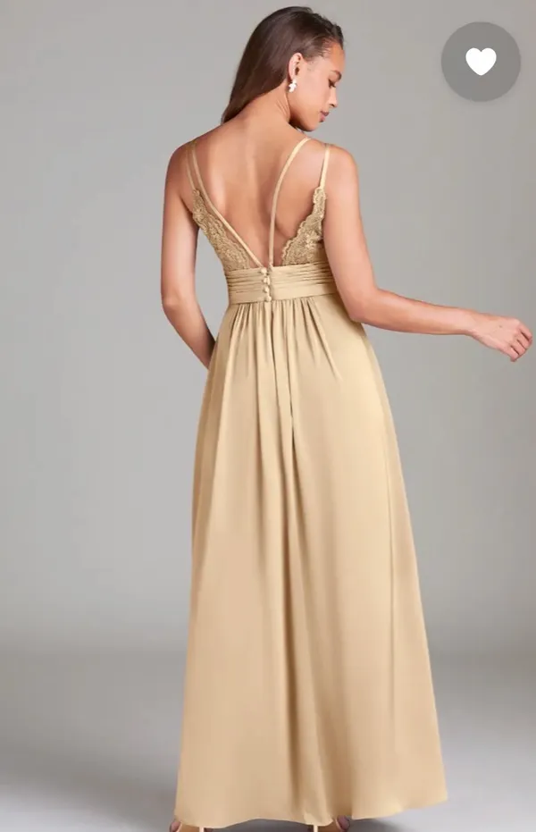 Azazie champagne satin A-Line Floor-Length Dress - Image 4