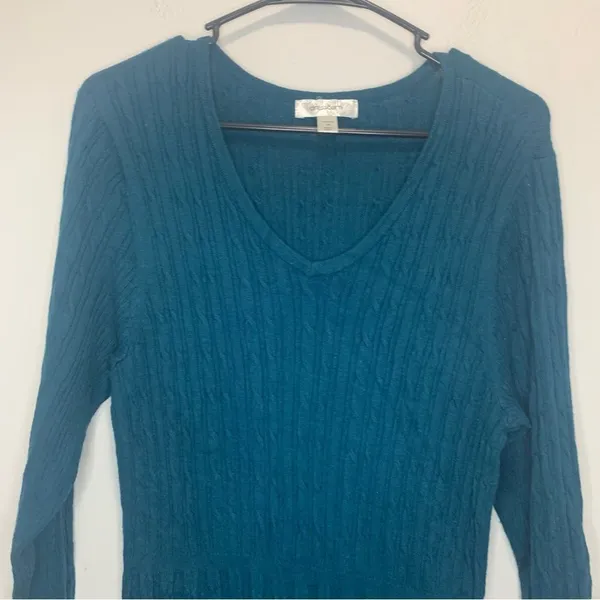 Dressbarn Blue Ribbed Sweaterdress Women's 1X - Image 3