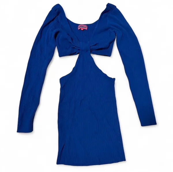 Edikted Blue Knit Dress Cut-Out Mini - Image 2