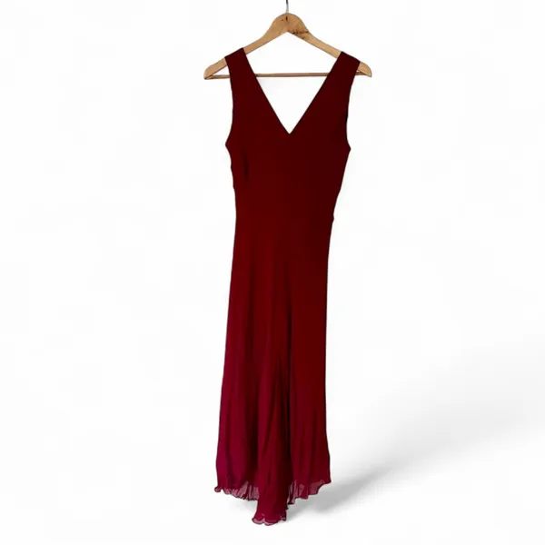 Vintage 90s Jonathan Martin Studio 100% Silk V-Neck Midi Dress Size S - Image 4