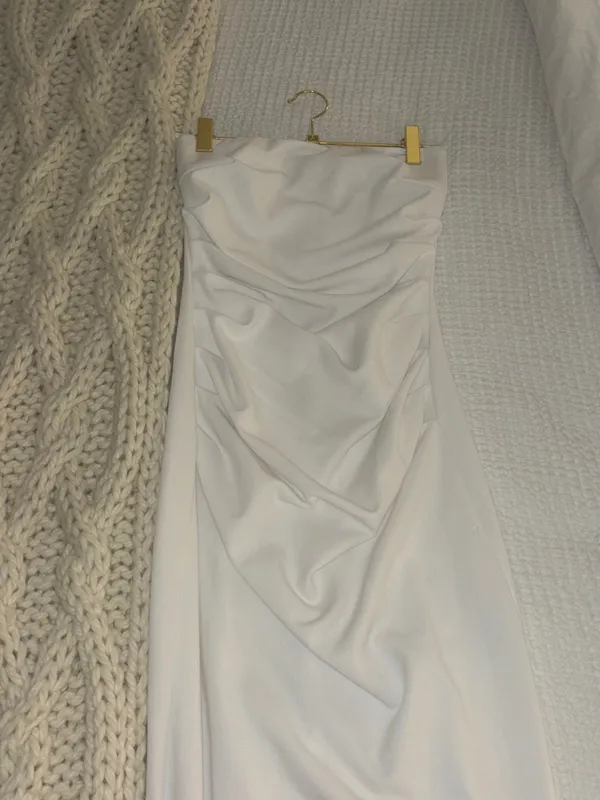 Peppermayo White Strapless Column Gown with Neck Scarf - Image 7