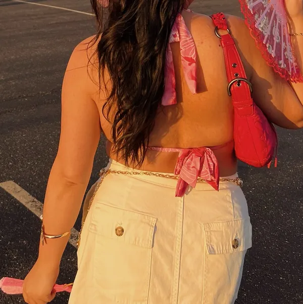 Amazon Floral Pink Halter Top - Image 2