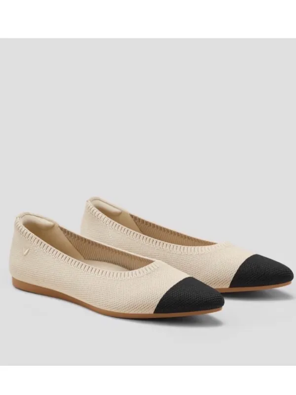 Vivaia pointed-toe Ballet Flats (Aria 5°) Almond & Black sz 39.5 / 9.5 washable - Image 3