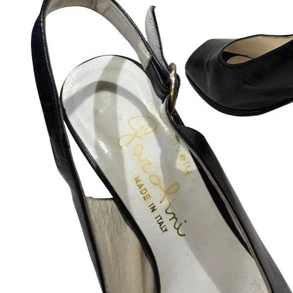 Garolini Leather Peep Toe Slingback Heels Old Money Vintage Italian Luxury 6 - Image 7