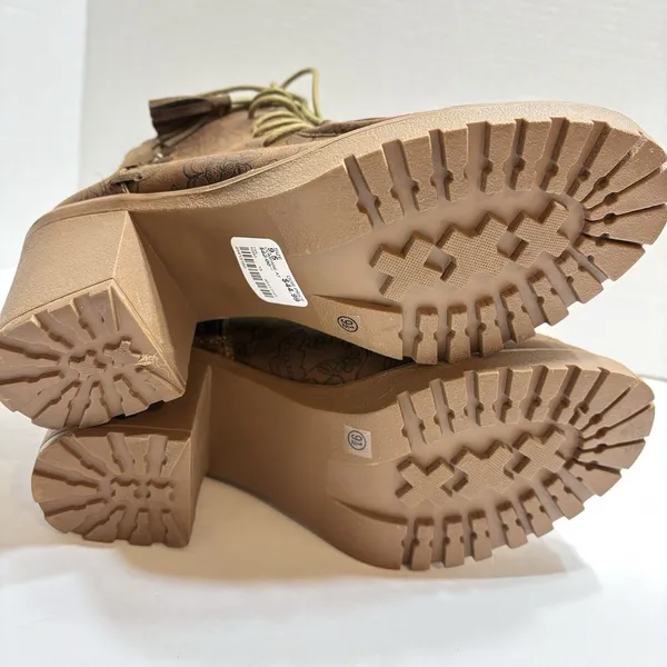 Comfort Boots Est 1946 Womens Sz 9.5 Brown Ankle Floral Print Lace Up Tassel - Image 15