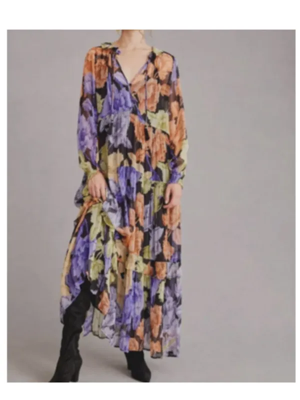 Anthropologie the Marais floral tiered chiffon maxi dress - Image 6