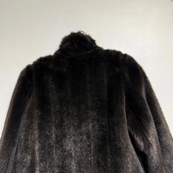 Black Faux Fur Vintage Jacket Sz M - Image 11